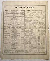 Fahrplan Postkutsche für Waren und Personen (1829)
