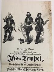 Schaustellerplakat: Isis-Tempel oder die Geheimnisse der Zauber-Region, Adolph Bils, 1853 (Ausschnitt)