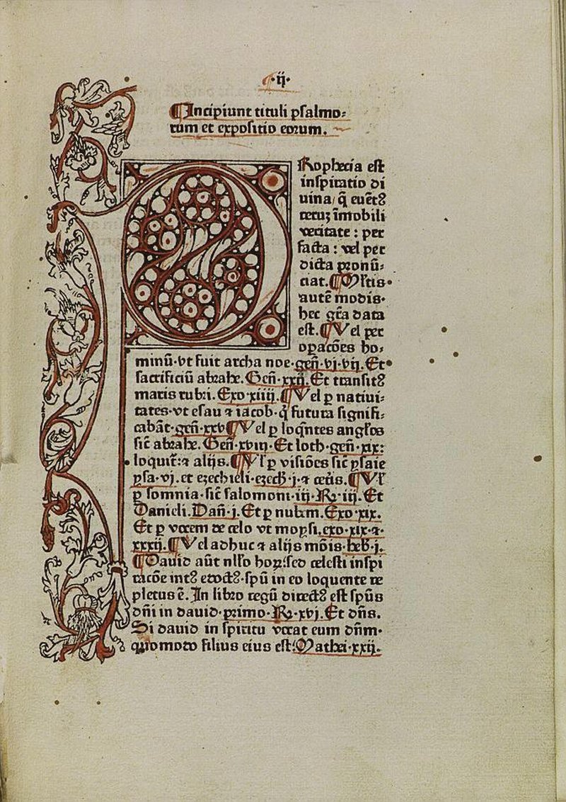 Seite aus Margarita Davitica seu Expositio Psalmorum, Augsburg ca. 1475-76, Signatur MUE Zesk 20