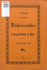 Bücherverzeichnis der Lesegesellschaft in Bern 1929-1932