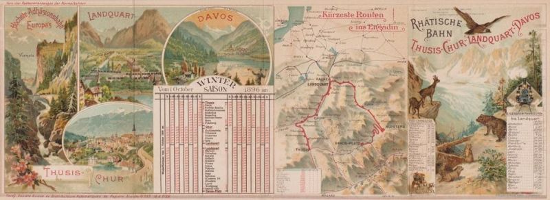 Bilder und Landkarten verschiedener Schweizer Kurorte